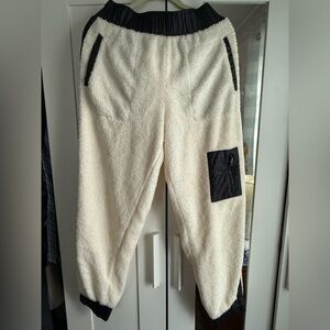 Fabletics Cream and Black Fleece Joggers